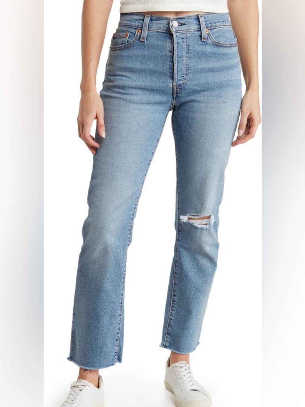 NWT Levi's Women's Wedgie Straight Distressed High Rise Jeans Size: 32 x 28(26)